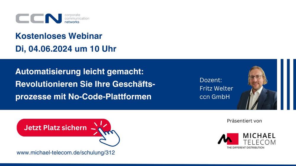 Automatisierung leicht gemacht: Revolutionieren Sie Ihre Geschäftsprozesse mit No-Code-Plattformen (Webinar | Online)