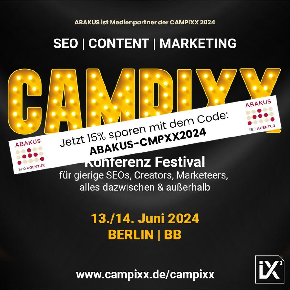 CAMPIXX am 13. und 14. Juni 2024 – SEO Agentur ABAKUS ist Partner (Konferenz | Blankenfelde-Mahlow)