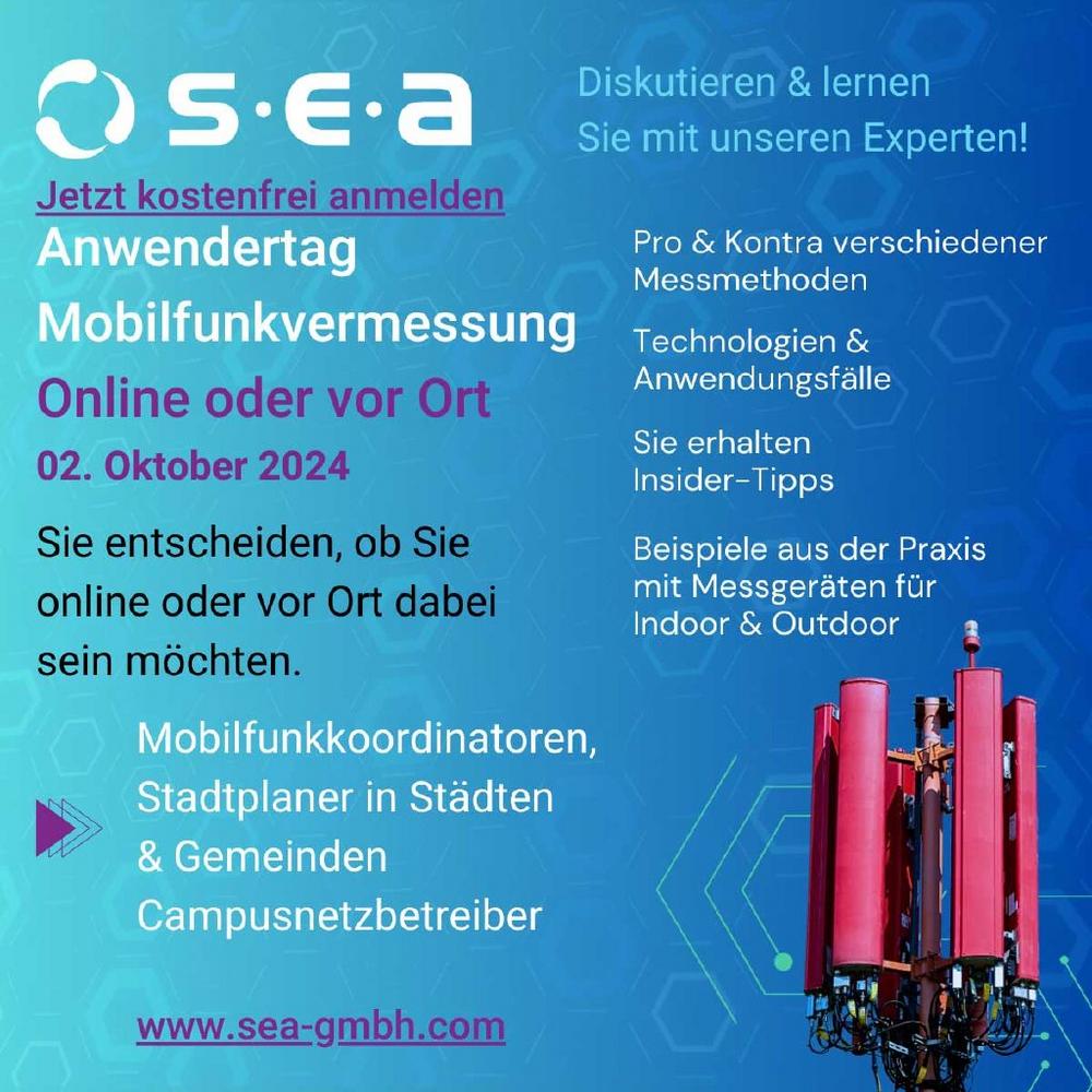 Online Anwendertag Mobilfunkvermessung 2024 – Praxisorientiertes Expertenwissen (Seminar | Online)