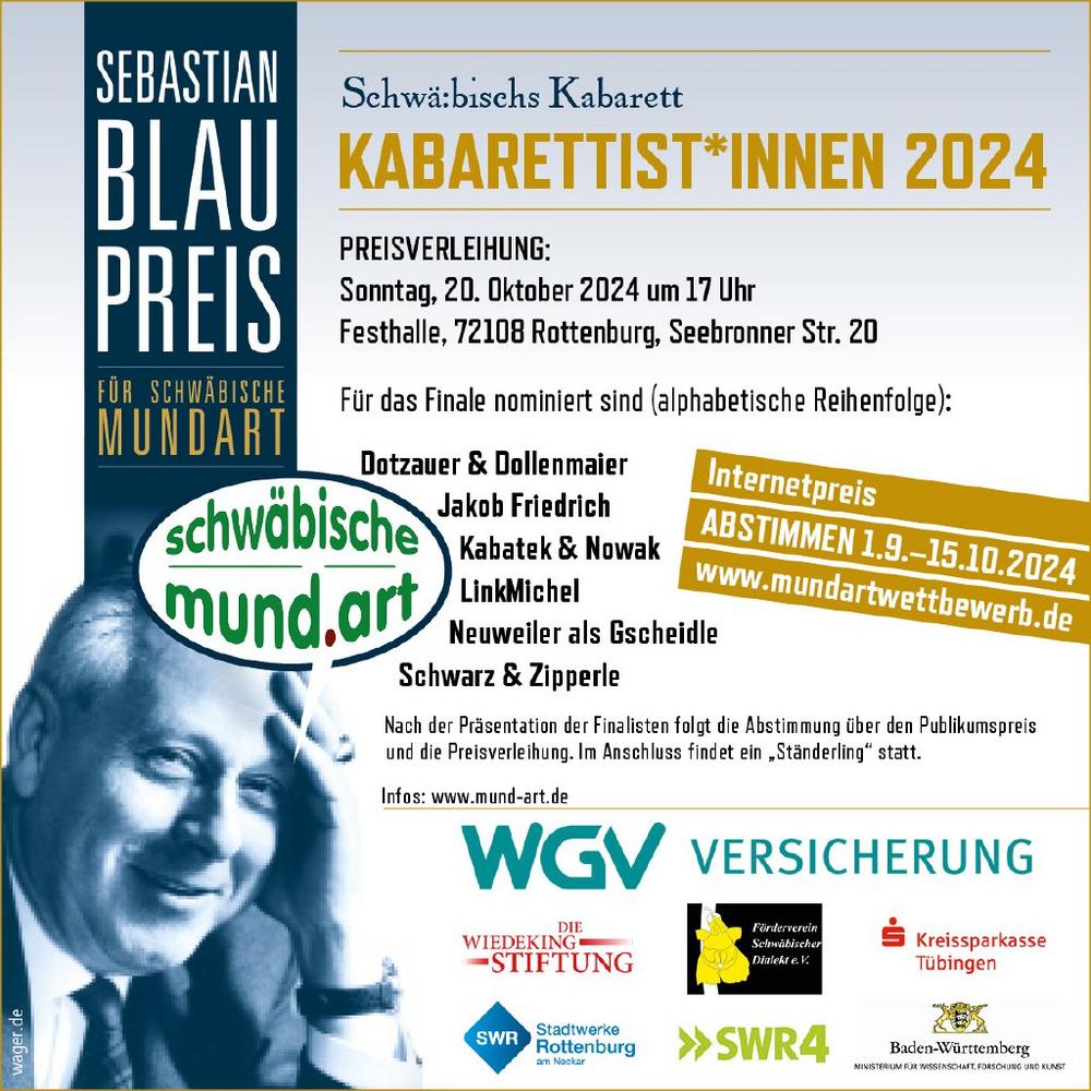 Preisverleihung Sebastian-Blau-Preis für Kabarett 2024 (Unterhaltung / Freizeit | Rottenburg am Neckar)