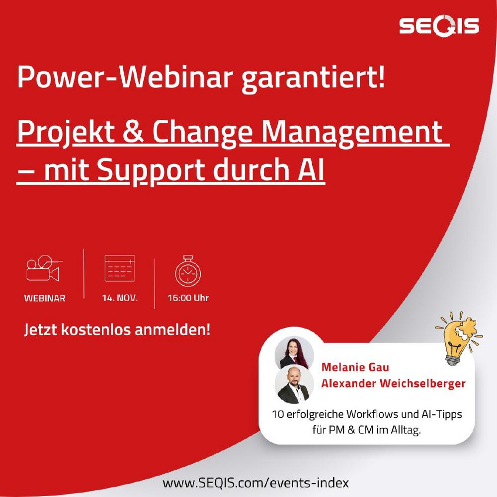 Projekt & Change Management – mit Support durch AI | SEQIS Webinar (Webinar | Online)