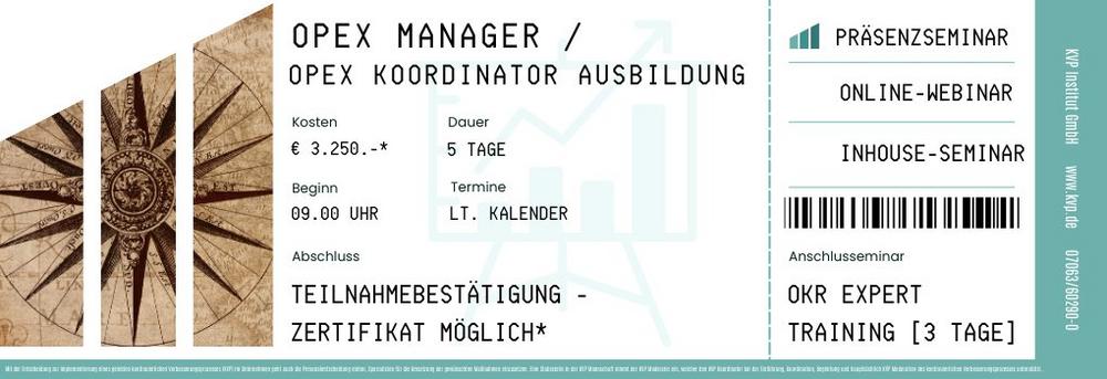 OPEX Manager | OPEX Koordinator Ausbildung (5 Tage) (Schulung | Frankfurt am Main)