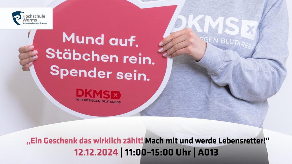 Terminmitteilung zur DKMS-Registrierungsaktion auf dem Campus der Hochschule Worms (Sonstiges | Worms)