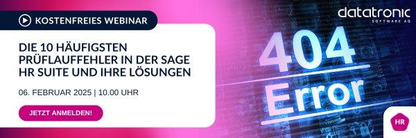 Die 10 häufigsten Prüflauffehler in der Sage HR Suite und ihre Lösungen (Webinar | Online)